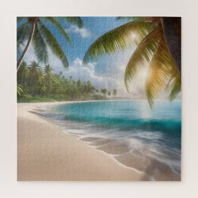 Tropical beach with palms jigsaw puzzle (Vertical)