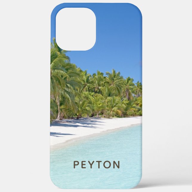Tropical Beach with Palms Monogrammed Case-Mate iP iPhone Case (Back)