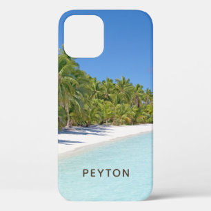 Tropical Beach with Palms Monogrammed iPhone 12 Pro Case