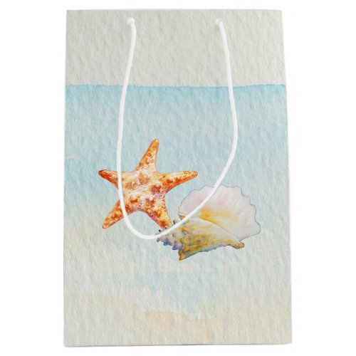 Tropical Beach with Starfish and Conch Medium Gift Bag