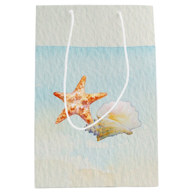 Tropical Beach with Starfish and Conch Medium Gift Bag (Front)