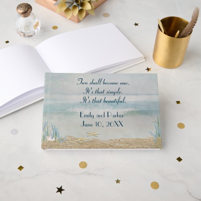 Tropical Beach With Starfish Guest Book (Front Open)
