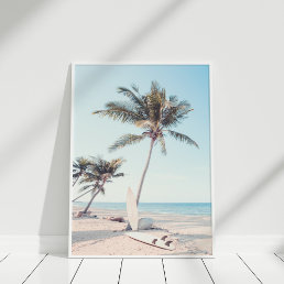 Tropical Beach with Surfboards Poster