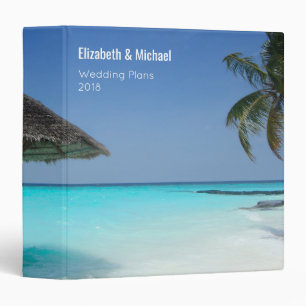 Tropical Beach with Thatched Umbrella Custom Binder