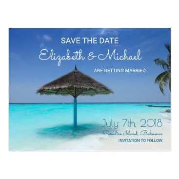 Tropical Beach with Thatched Umbrella Wedding STD Postcard Tropical Beach with Thatched Umbrella Wedding STD Postcard