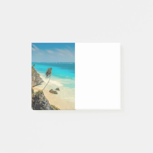 Tropical Beach with Wind Swept Palm Trees Post_it Notes