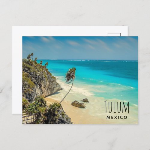 Tropical Beach with Wind Swept Palm Trees Postcard