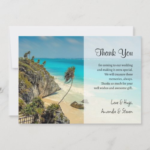 Tropical Beach with Wind Swept Trees Thank You Card