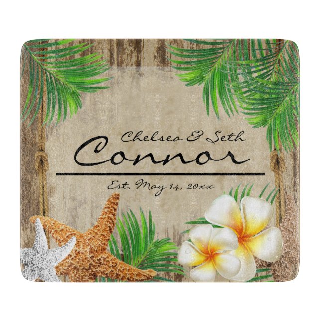 Tropical Beach Wood Style Cutting Board (Front)