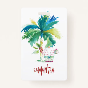 Tropical Beach Xmas Name Tags Badge