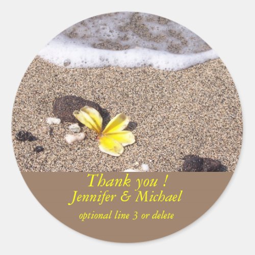 Tropical Beach Yellow Plumeria Classic Round Sticker