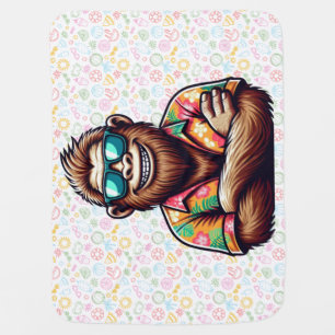 Tropical/beach yeti/bigfoot baby blanket