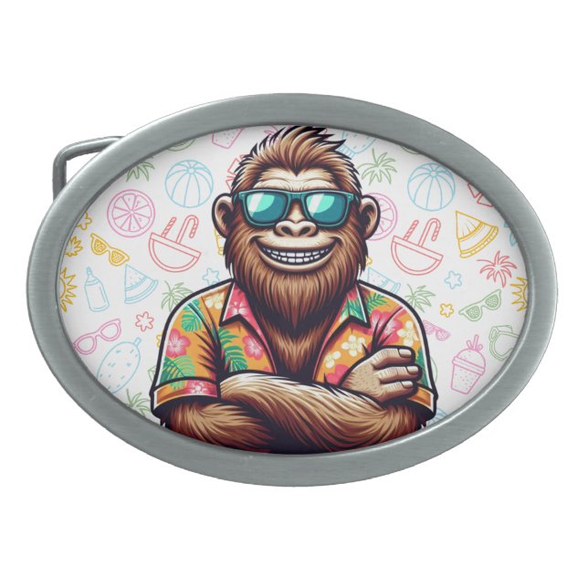 Tropical/beach yeti/bigfoot  belt buckle (Front)