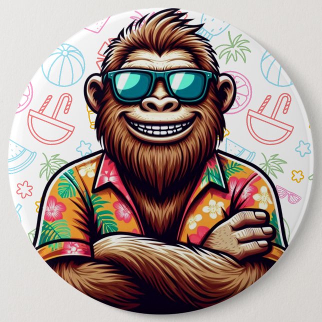 Tropical/beach yeti/bigfoot  button (Front)