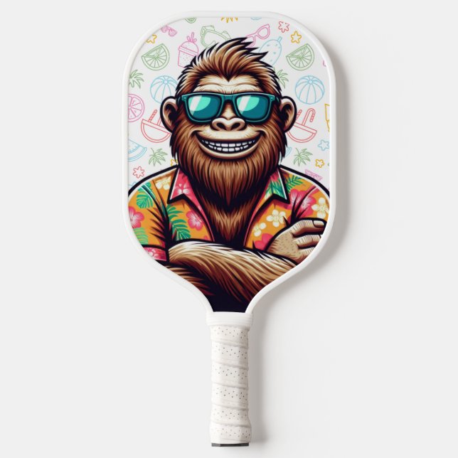 Tropical/beach yeti/bigfoot  carbon fiber pickleball paddle  (Front)