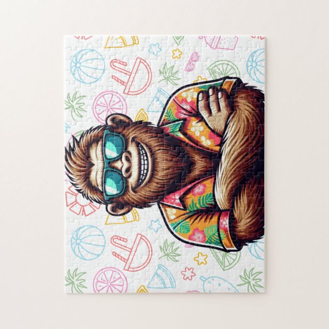 Tropical/beach yeti/bigfoot  jigsaw puzzle (Vertical)