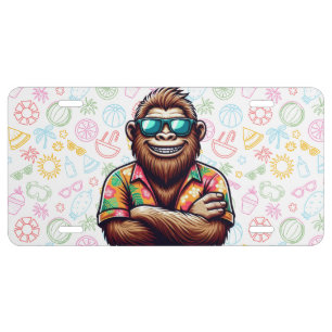 Tropical/beach yeti/bigfoot license plate