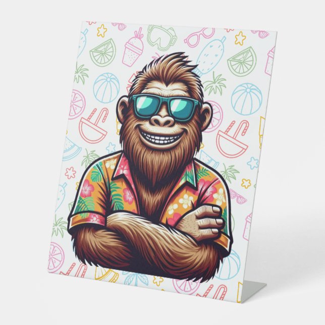 Tropical/beach yeti/bigfoot  pedestal sign (Front)
