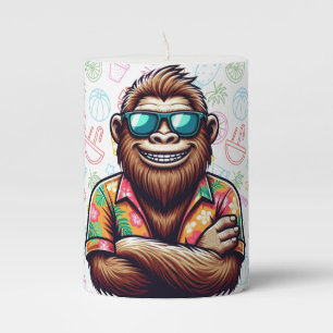 Tropical/beach yeti/bigfoot  pillar candle