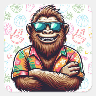 Tropical/beach yeti/bigfoot square sticker