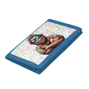 Tropical/beach yeti/bigfoot tri-fold wallet