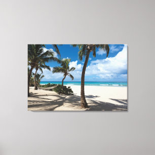 Tropical Beaches   Anguilla Beach, Palm Tree Canvas Print
