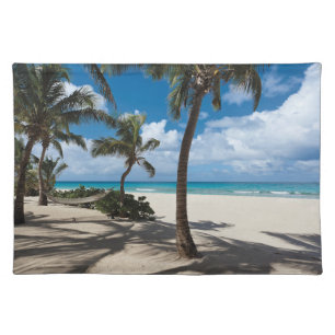 Tropical Beaches   Anguilla Beach, Palm Tree Cloth Placemat