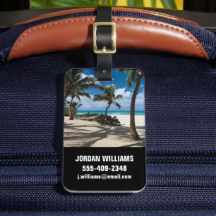 Tropical Beaches Anguilla Beach, Palm Tree Luggage Tag