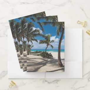 Tropical Beaches Anguilla Beach, Palm Tree Pocket Folder