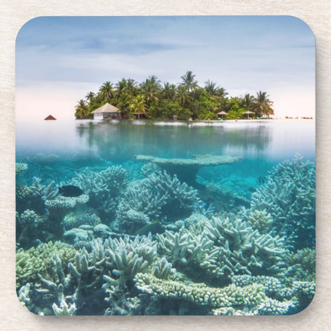 Tropical Beaches | Ari Atoll Maldives Beverage Coaster (Front)