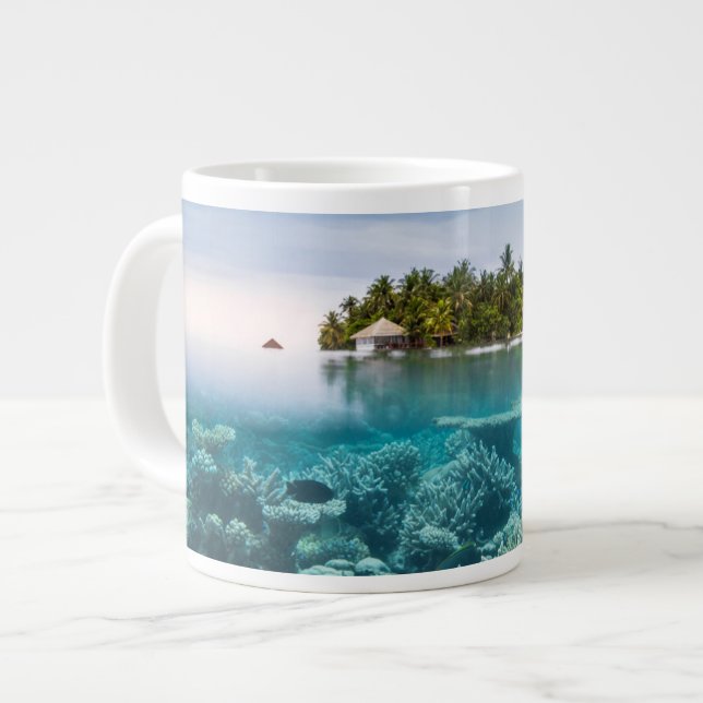 Tropical Beaches | Ari Atoll Maldives Giant Coffee Mug (Front Left)