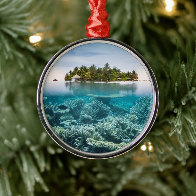 Tropical Beaches | Ari Atoll Maldives Metal Ornament (Tree)
