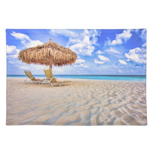 Tropical Beaches  Aruba Sandy Beach Cloth Placemat