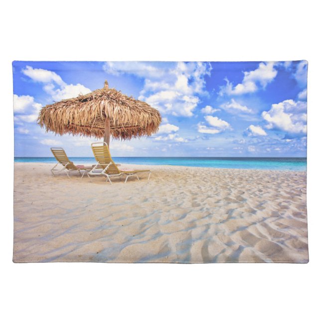 Tropical Beaches | Aruba Sandy Beach Cloth Placemat (Front)