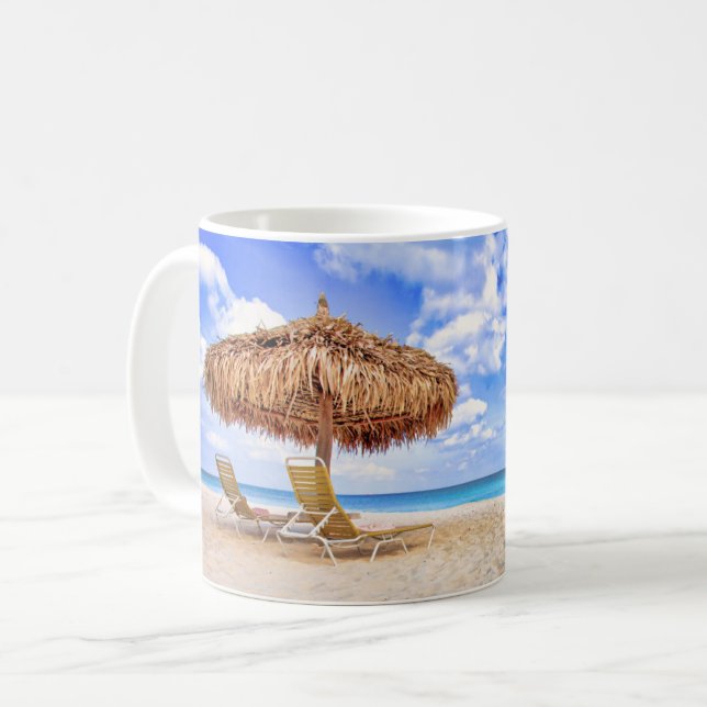 Tropical Beaches | Aruba Sandy Beach Coffee Mug (Front Left)