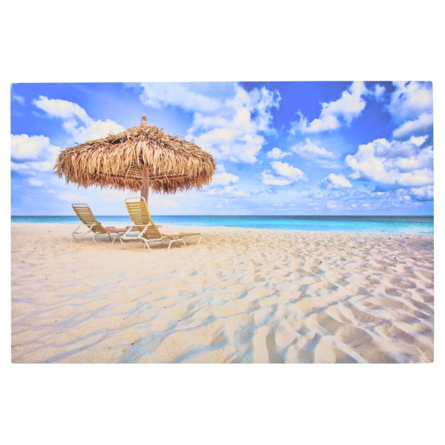 Tropical Beaches | Aruba Sandy Beach Metal Print (Front)