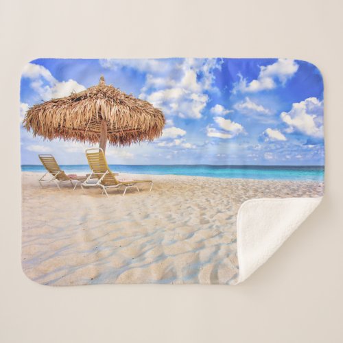 Tropical Beaches  Aruba Sandy Beach Sherpa Blanket