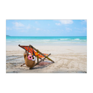 Tropical Beaches   Beach Chair on Sand Acrylic Print