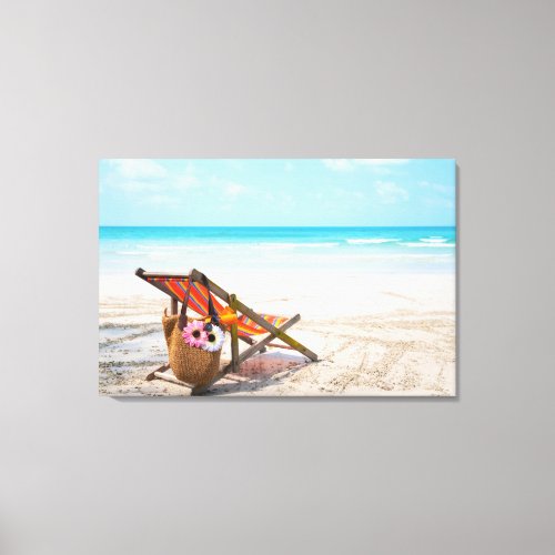 Tropical Beaches  Beach Chair on Sand Canvas Print