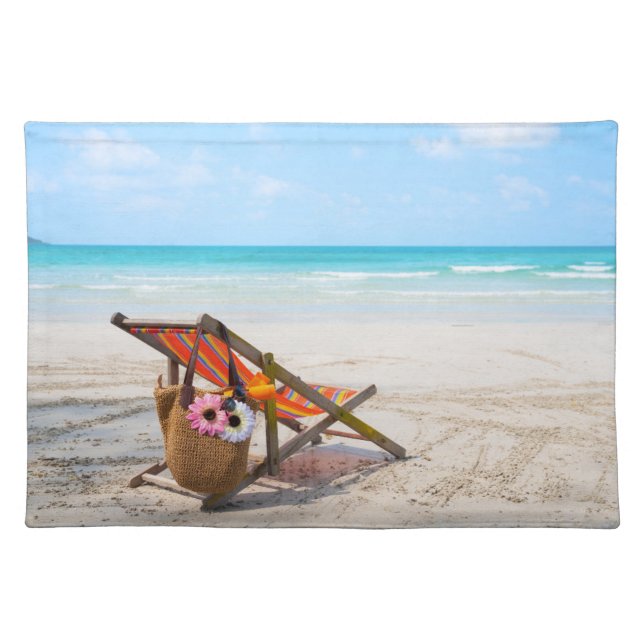 Tropical Beaches | Beach Chair on Sand Cloth Placemat (Front)