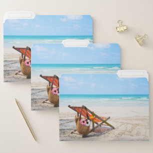 Tropical Beaches Beach Chair on Sand File Folder