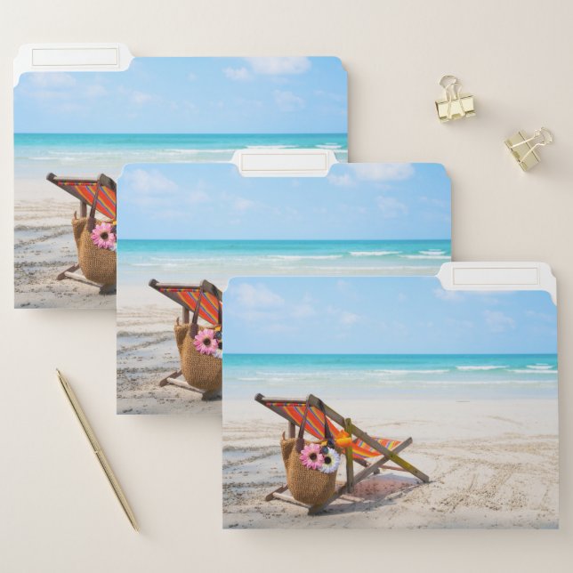 Tropical Beaches | Beach Chair on Sand File Folder (Set)