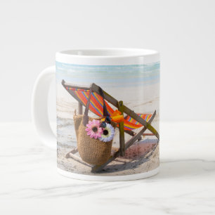 Tropical Beaches   Beach Chair on Sand Giant Coffee Mug