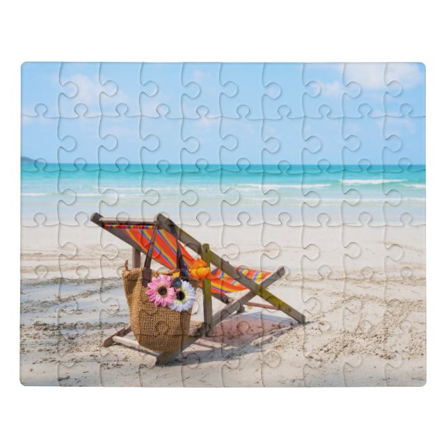 Tropical Beaches | Beach Chair on Sand Jigsaw Puzzle (Puzzle Horizontal)