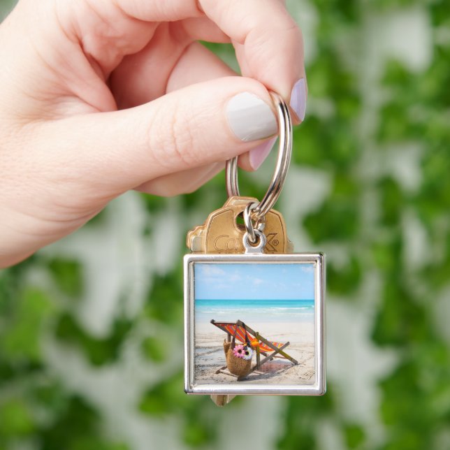 Tropical Beaches | Beach Chair on Sand Keychain (Hand)