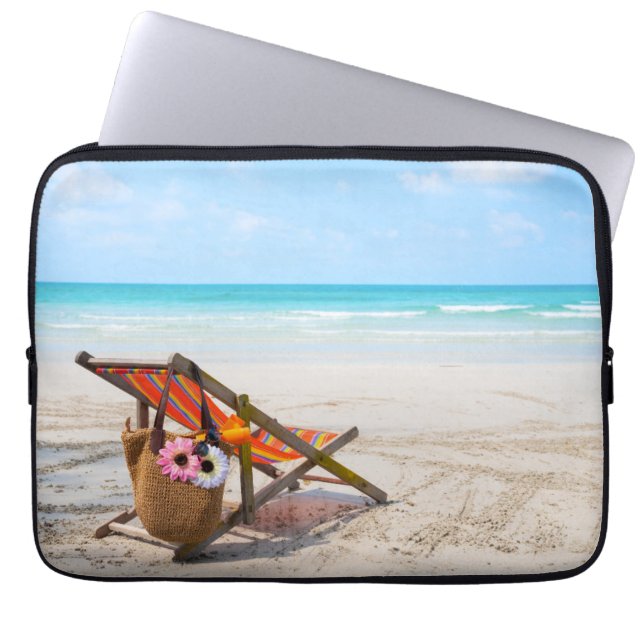 Tropical Beaches | Beach Chair on Sand Laptop Sleeve (Front)