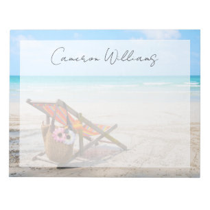 Tropical Beaches Beach Chair on Sand Notepad