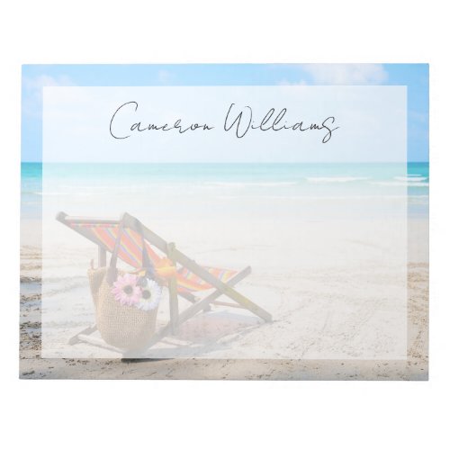 Tropical Beaches  Beach Chair on Sand Notepad