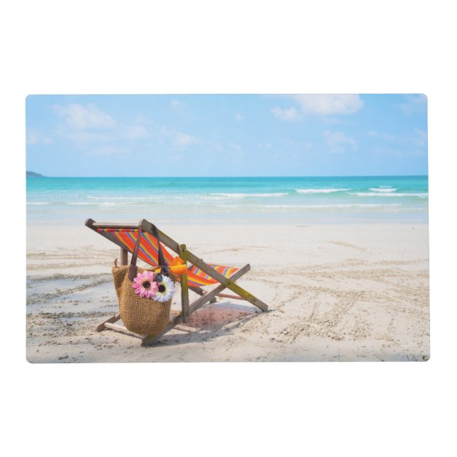 Tropical Beaches | Beach Chair on Sand Placemat (Front)