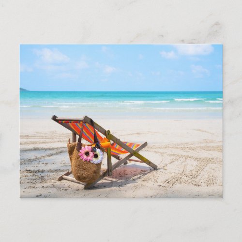 Tropical Beaches  Beach Chair on Sand Postcard